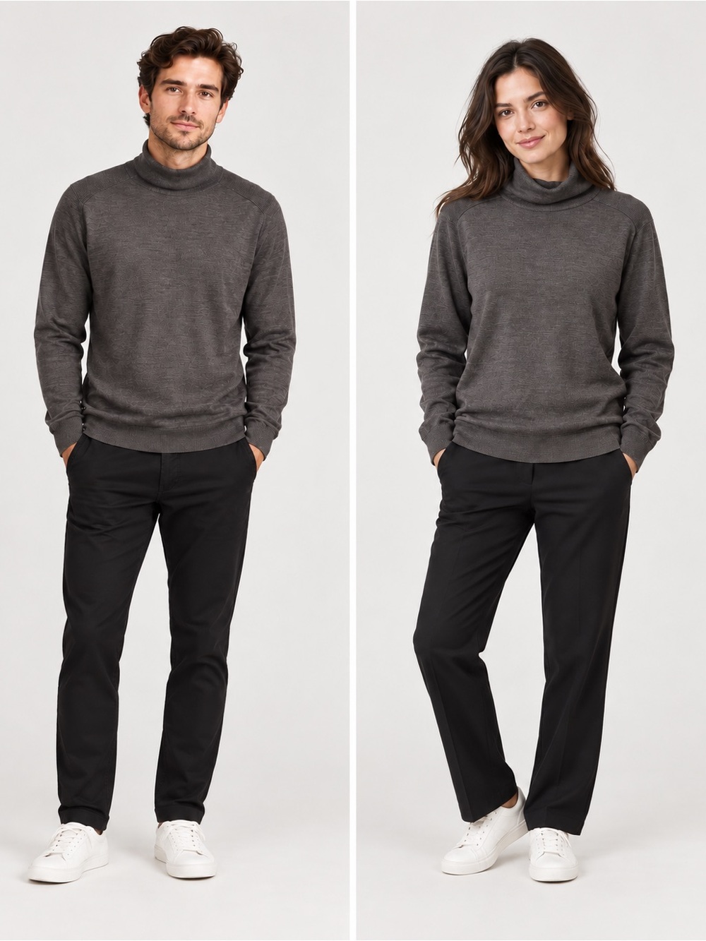 Express Men’s Merino Wool Blend Turtleneck Sweater Gray M Unisex